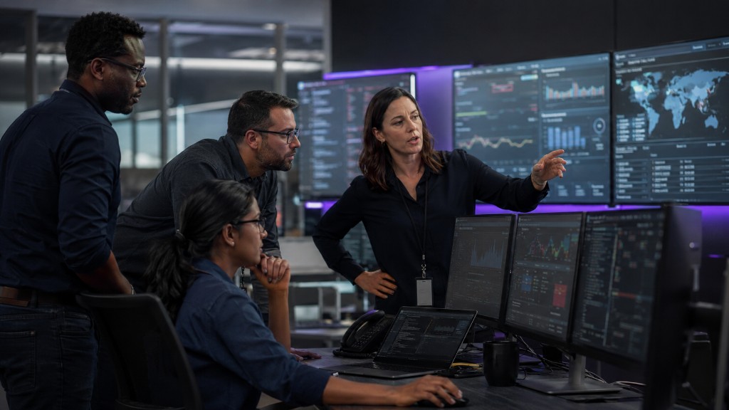 Operations teams interpreting live signals in a command-center environment